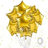 Star Balloons, 18 Inch Foil Balloons, 10 PCS Star Balloons Foil, Gold Star Foil Balloons Set Mylar Balloons Gold Balloons Star for Birthday Party Anniversary Wedding Baby Shower New Year Decorations