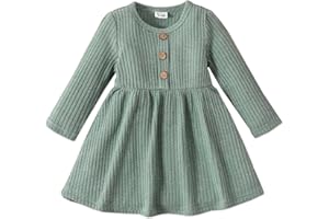 PATPAT Baby Toddler Girl Dresses Infant Sleeveless Summer Tank Dress Sundress Long Sleeve Fall Dress Rib Knit with Headband