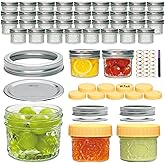 Flrolove Mason Jars 4 OZ,40 Pack Canning Jars With Regular Lids,Mini Mason Jars Ideal for Jam,Jelly,Honey,DIY Projects,Wedding/Shower Favors