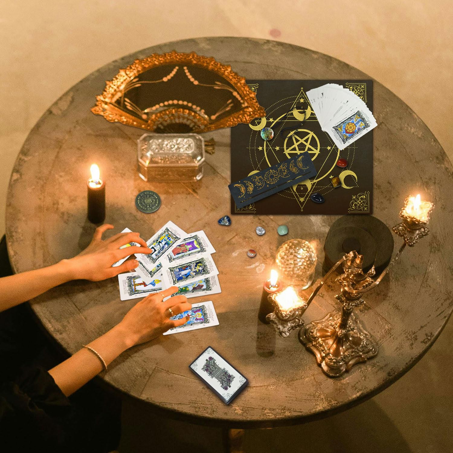 Knana 11Pcs Tarot Card Holder Set Wooden Tarot Card Stand Tarot Accessories Divination Tools Witchcraft Decorations Wiccan Altar Supplies