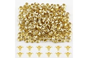 Waziaqoc 200Pcs 1/8inch ID Grommets Eyelets, 3 mm Hole Self Backing Eyelet for Bead Cores, Clothes, Leather，Jewelry, Gold