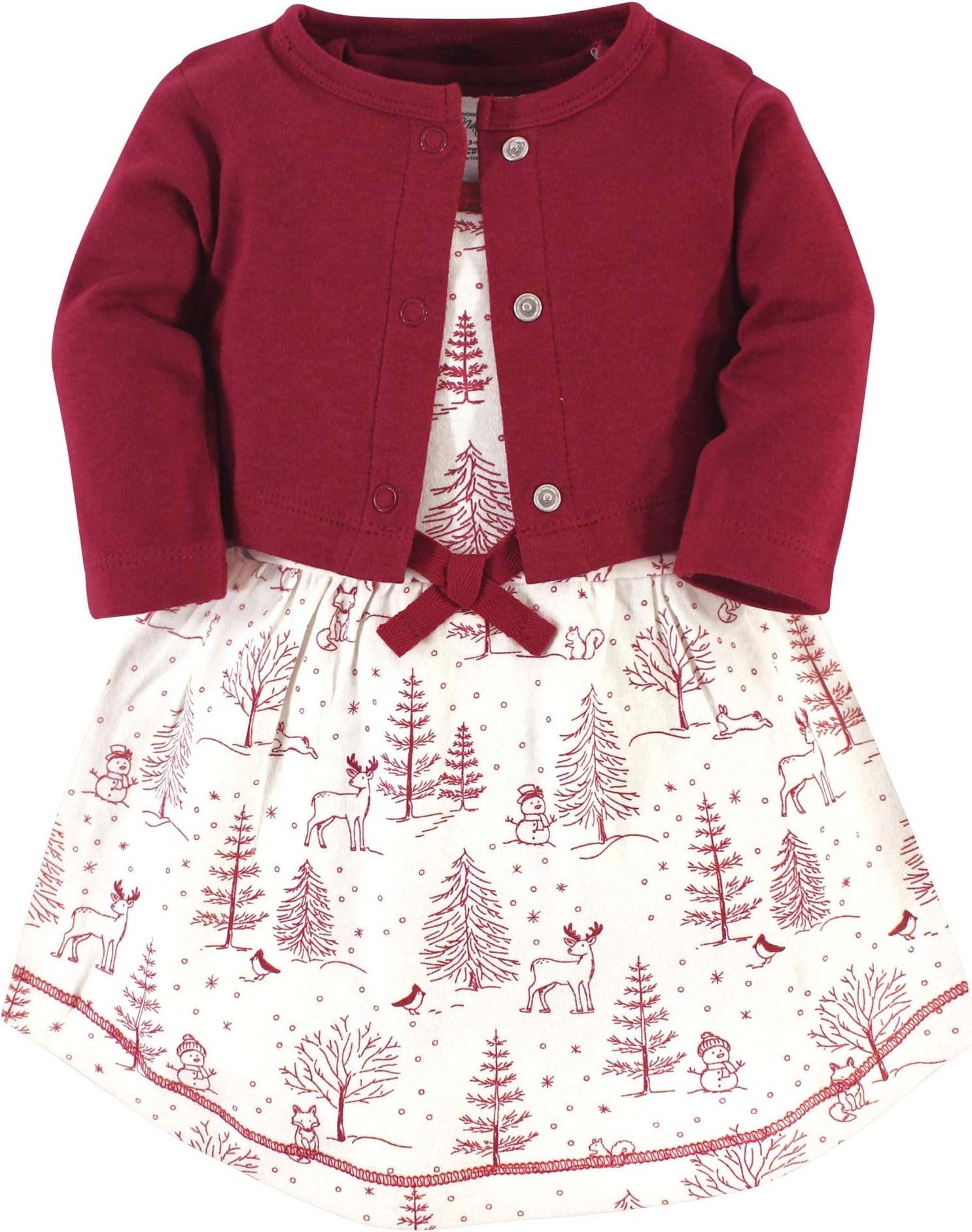 Touched by NatureInfant Toddler Girls Organic Cotton Dress and Cardigan, Rainbows Sunshine