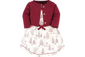 Touched by Nature Infant Toddler Girls Organic Cotton Dress and Cardigan, Rainbows Sunshine