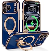 GolbinBox for iPhone 17 Pro Case with 360° Spin Magnetic Stand,[Compatible with Magsafe] [Military Protection][Built-in Ring Holder] Camera Control Phone Case for 17 Pro,Blue