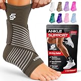 SS Sleeve Stars Ankle Brace with Removable Strap Dark Brown 10"-12"