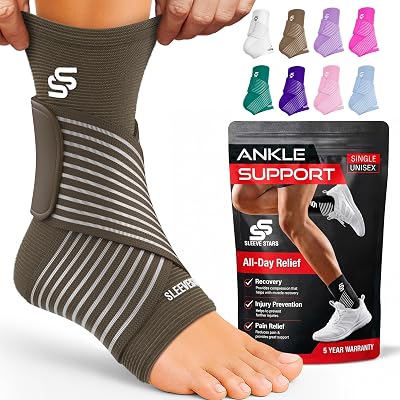 SS Sleeve Stars Ankle Brace with Removable Strap Dark Brown 10"-12"