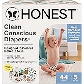 The Honest Company Comfort Dry Disposable Diapers for Sensitive Skin, Hypoallergenic, Fragrance-Free, Fall '25 Seasonal Prints, Club Box, Size 5 (27 lbs), 44 Count