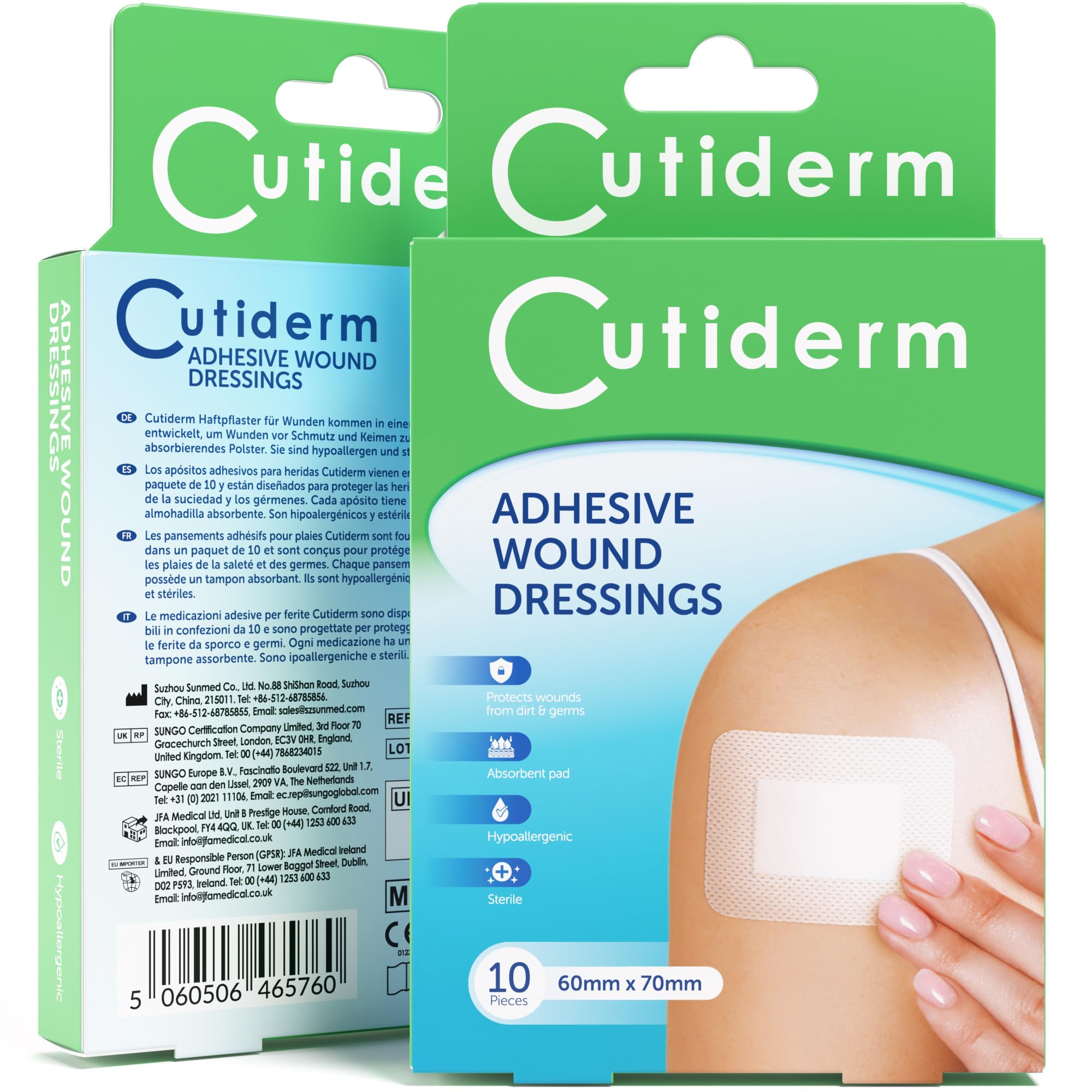 Cutiderm Adhesive Sterile Wound Dressings Pack of 10 (60mm x 70mm)