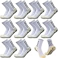 Looknniy 10 Pairs Grip Soccer Socks for Men Anti Slip Athletic Non-Slip Socks for Sports Football Basketball