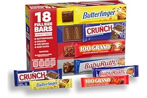 Butterfinger, CRUNCH, 100 Grand and Baby Ruth, Assorted Full Size Candy Bars, 31.2 oz