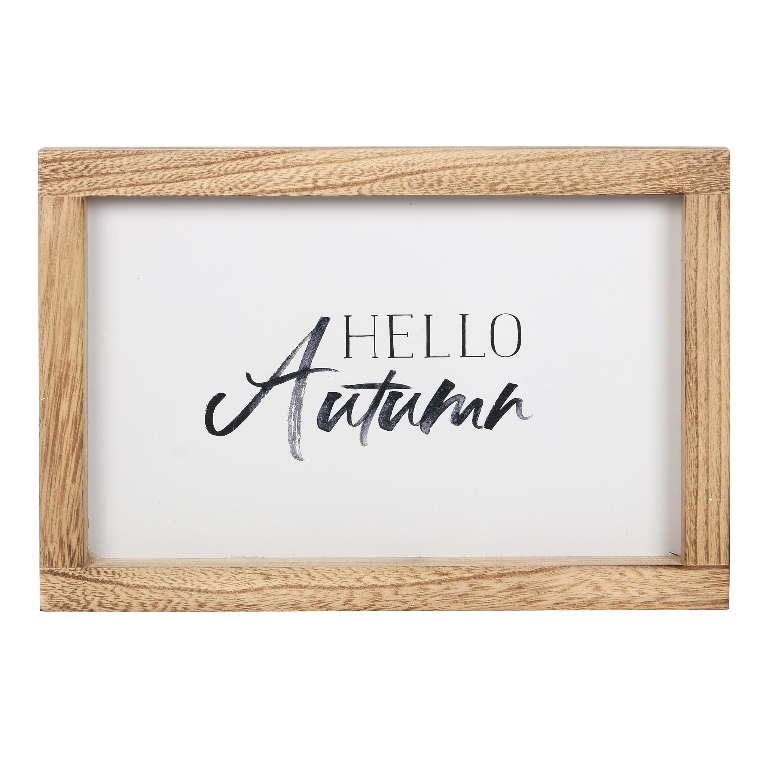 Something Different Wholesale Hello Autumn Wooden Frame Sign - Contemporary Wall Art with Light Wooden Frame - Autumn-Themed Home Decor with Sawtooth Hanger - Versatile & Painterly Effect