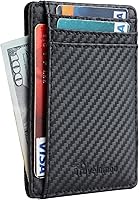 Travelambo Front Pocket Minimalist Leather Slim Wallet RFID Blocking Medium Size