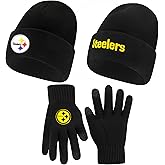 Ultra Game Youth NFL Official 2 Pack Super Soft Winter Beanie Knit Hats with Warm Touch Screen Gloves - Boys & Girls