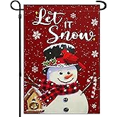 Christmas Garden Flag for Outside 12x18 Double Sided Let It Snow Garden Flag Snowman Snowflake Winter Garden Flags for Outdoor Xmas Yard House Indoor Holiday Decor