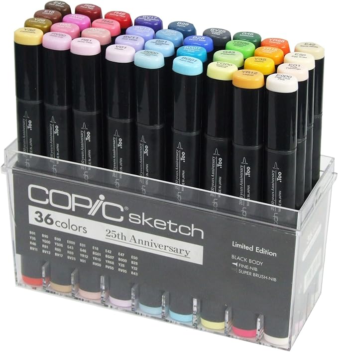 Amazon Com Copic Marker 36 Piece Sketch Markers Set 25th Anniversary Limited Edition