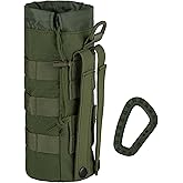 bvya Tactical Molle Water Bottle Holder Pouch, Drawstring Top Closure Sports Water Bottle Pouch Carrier