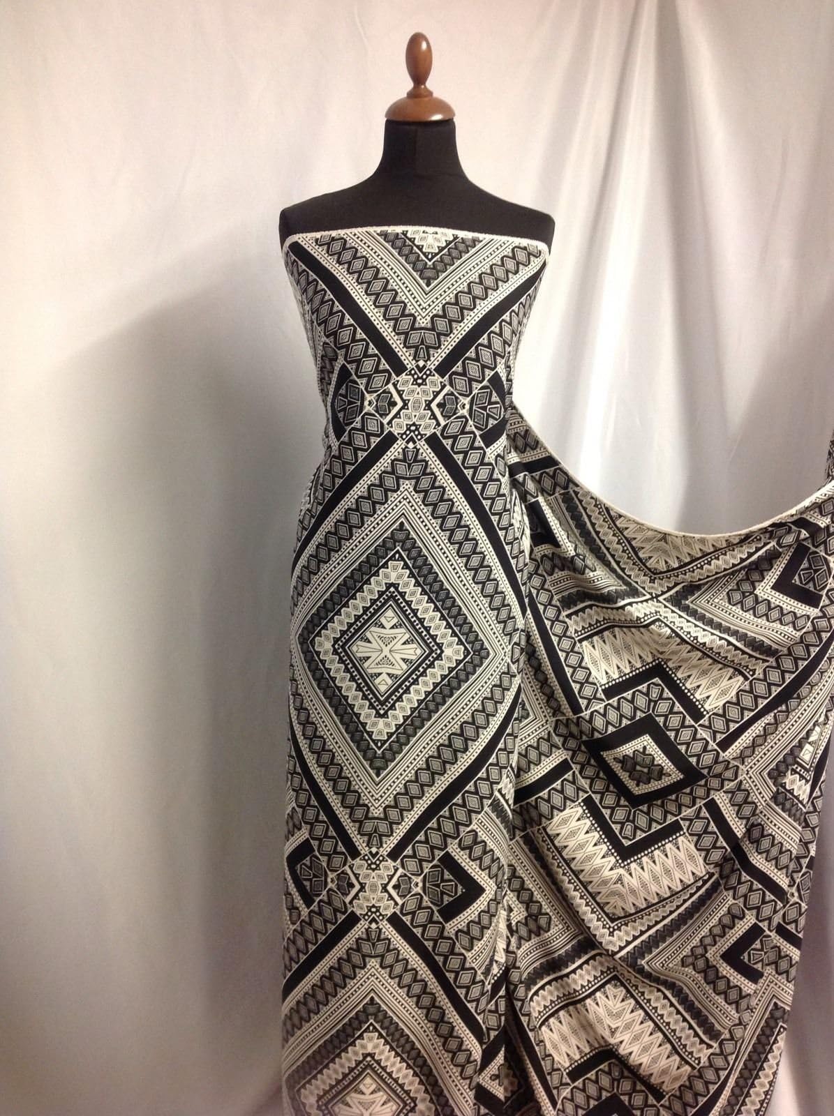 NEW Designer Crepe De Chine Geometric Print Fabric 57" 146 cm
