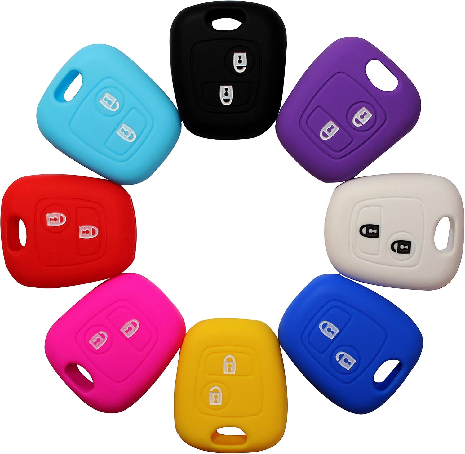 YLC Silicone Car Key Protection Case/Car Key Cover/Fob Holder/Cover Skin Jacket for Peugeot & Citroen 2 Buttons Remote Car Key(Black) - Image 5