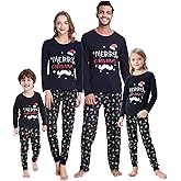 VENTELAN Family Matching Christmas Pajamas Set Holiday Santa Claus Sleepwear Xmas PJS Set for Couples and Kids