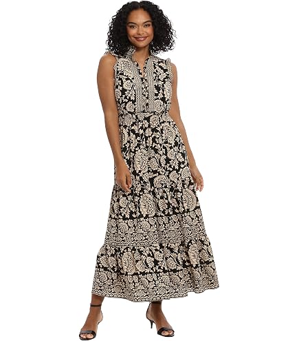 London Times Women's Dresses Women's Sleeveless Fitted Maxi Dress with Side Slits