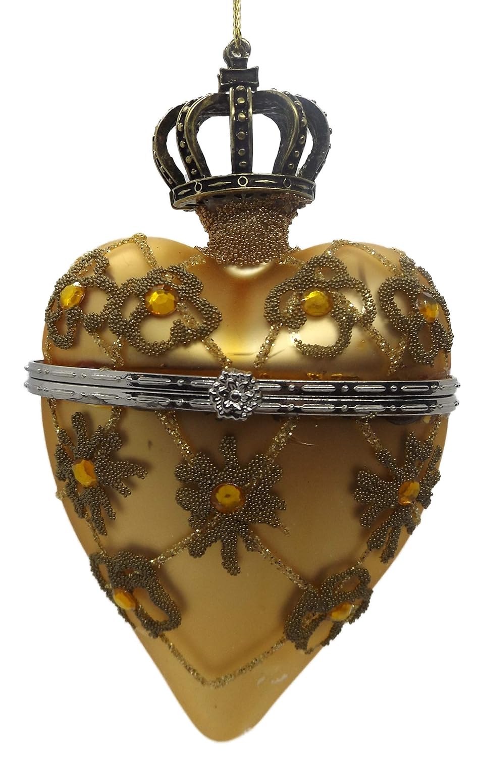 Hinged Heart crown keepsake Christmas tree ornament