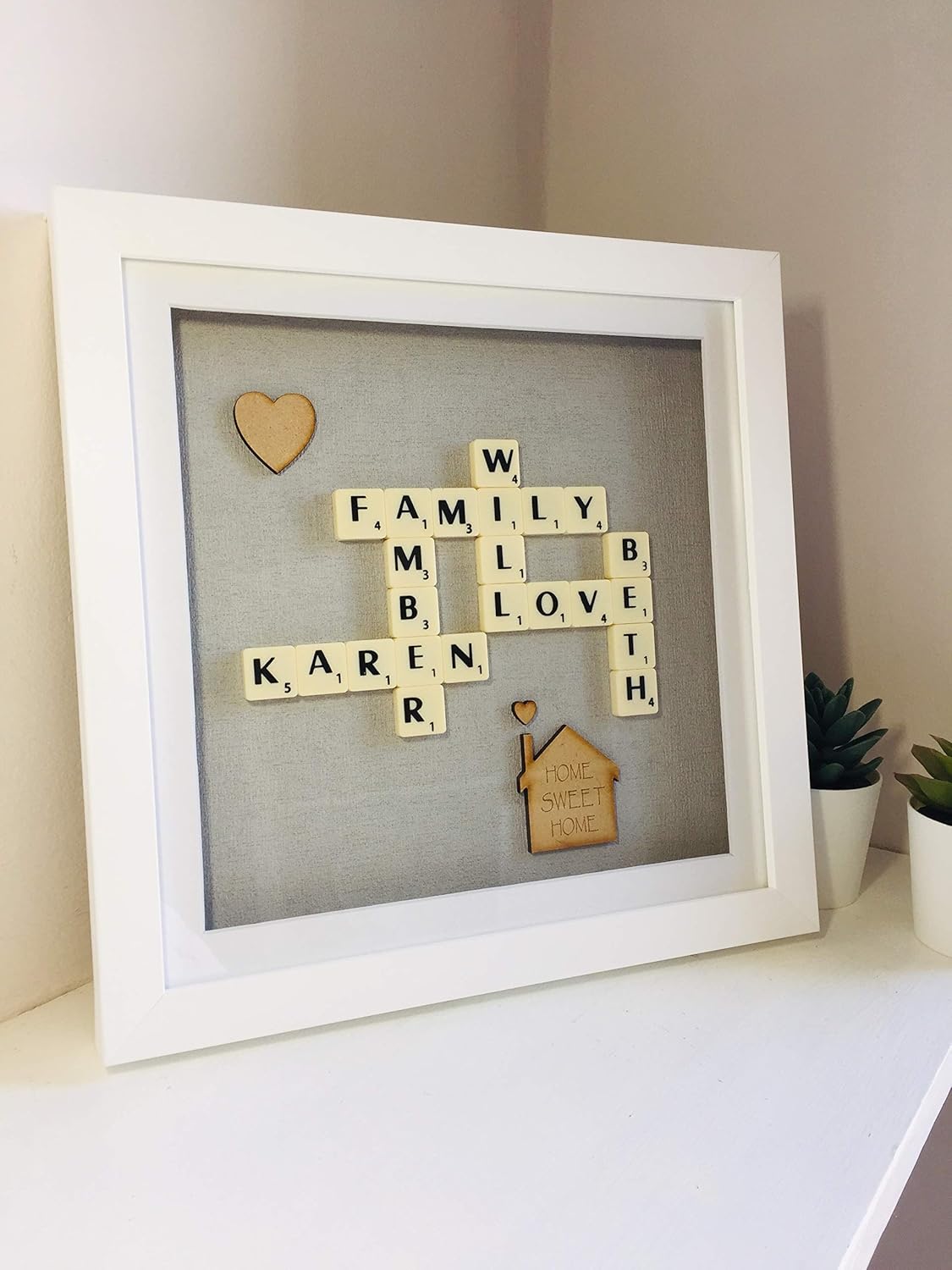 personalised scrabble picture frame, new home gift, scrabble frame