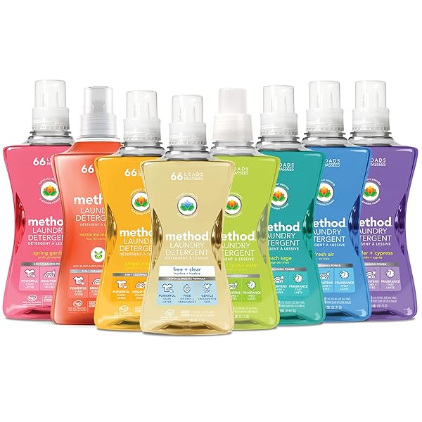 METHOD LIQUID LAUNDRY DETERGENT; FRAGRANCE FREE + CLEAR; STAIN REMOVER; 66 LOADS PER 53.5 FL OZ BOTTLE; (PACK OF 1)