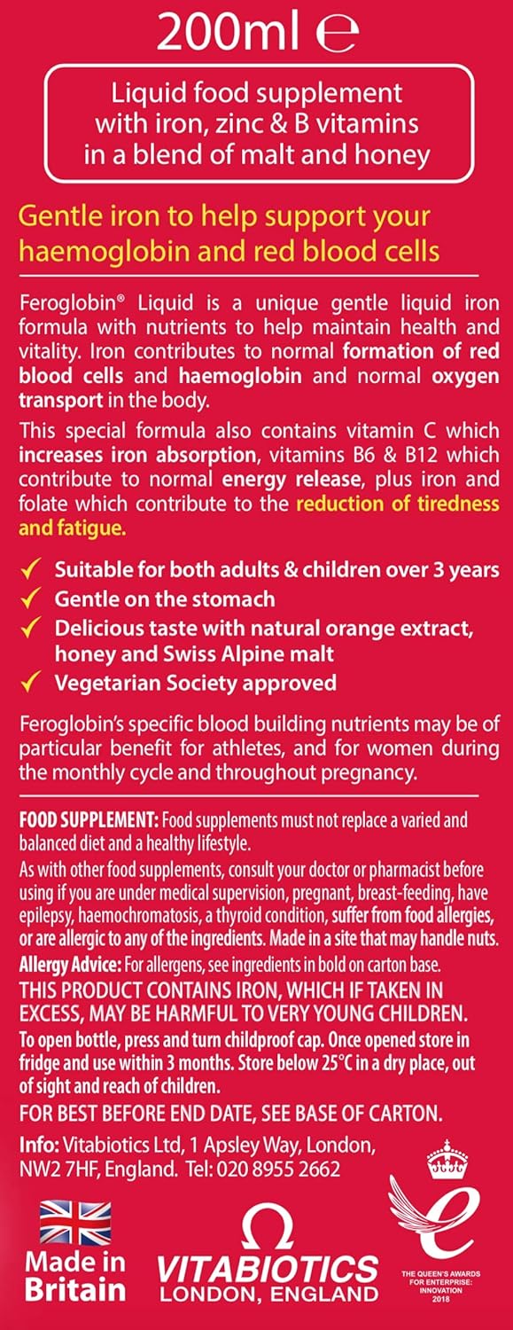 Vitabiotics Feroglobin B12 Iron Supplement Liquid 0ml Amazon In Health Personal Care