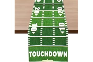DIUEOLY Football Table Runner, Football Party Decorations, American Football Court Table Runner, Linen Touch Down Table Runner for Football Sport Themed Birthday Party Game Kitchen Dining Decorations(13"x72")