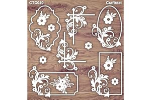 CrafTreat Floral Laser Cut Chipboard Embellishments for Card Making and Scrapbooking - Swirl Frames - Size: 5.5X6 Inches - Fl