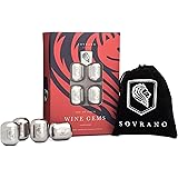 Sovrano Wine Gems - Set of 4 Stainless Steel Wine Chillers for Wine or Your Favorite Beverage - Includes Gift Box & Storage P