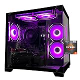 SKYESEV Gaming Desktop Computer PC,AMD Ryzen 5 5600,RTX3050 6GB,32GB DDR4 RAM and 1TB M.2 NVMe PCle,ARGB Fan,WiFi,Game Design Office Console,Sea View Room,Prebuilt Gaming PC Tower