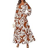 PRETTYGARDEN Women Floral Maxi Dresses 2026 Spring Long Sleeve Square Neck Boho A Line Wedding Guest Casual Flowy Long Dress
