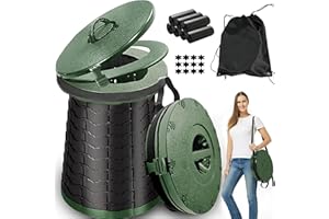 ALEVMOOM XXL Portable Toilet for Camping,880lbs Capacity,19.7" H Adjustable Portable Toilet with 7 Garbage Bags,Porta Potty for Adults,Collapsible Luggable Loo for Camping/Travel/Hiking/Car