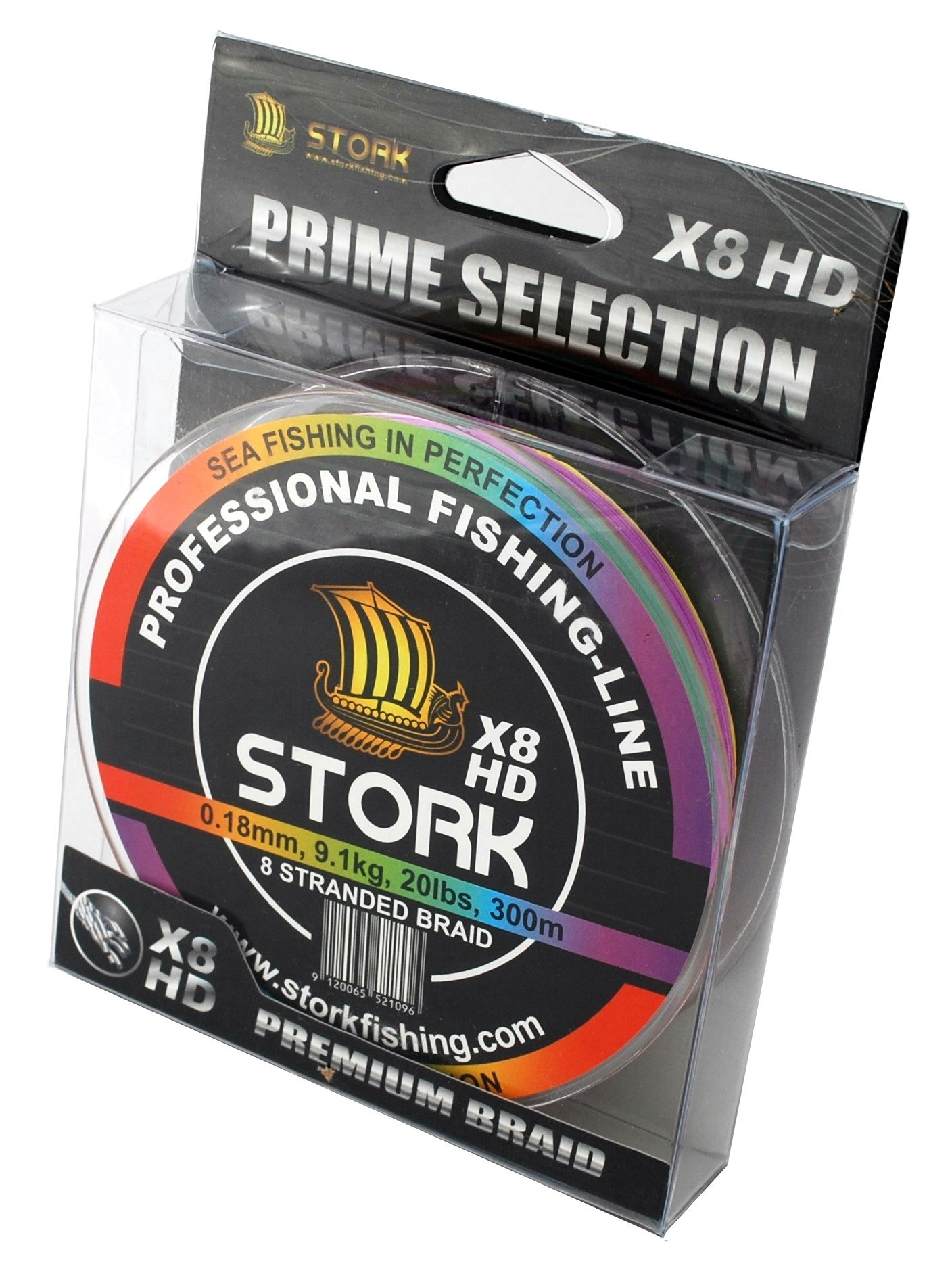 Stork HDx8 8x Premium Braided Fishing Line 300 m, multi-coloured, 15 lbs / 6.8 kg / 0.14 mm — image 1