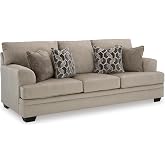 Signature Design by Ashley Sofa Couch, Taupe Chenille, Stonemeade | No assembly required, Reversible extra plush seat cushions, Attached back cushions, Faux wood feet, Throw pillows included