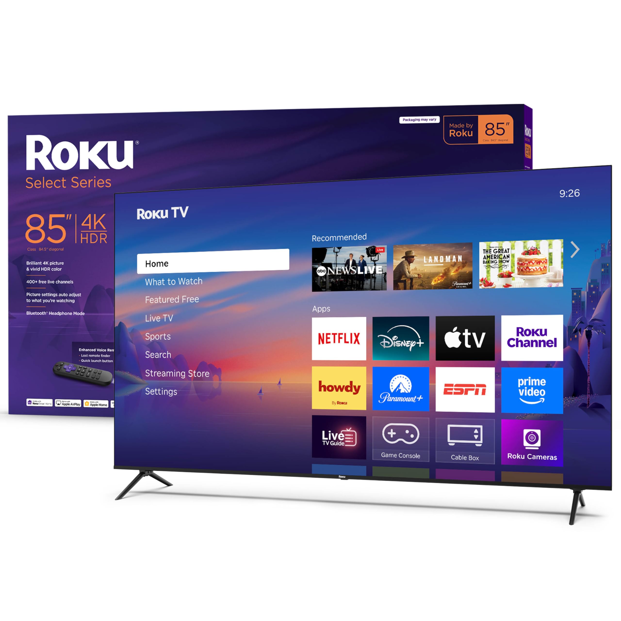 Photo 1 of ****CRACKED TELEVISION PARTS ONLY**** Roku Smart TV 2025 – 85-Inch Select Series, 4K HDR TV – RokuTV with Enhanced Voice Remote – Flat Screen LED Television with Wi-Fi for Streaming Live Local News, Sports, Family Entertainment