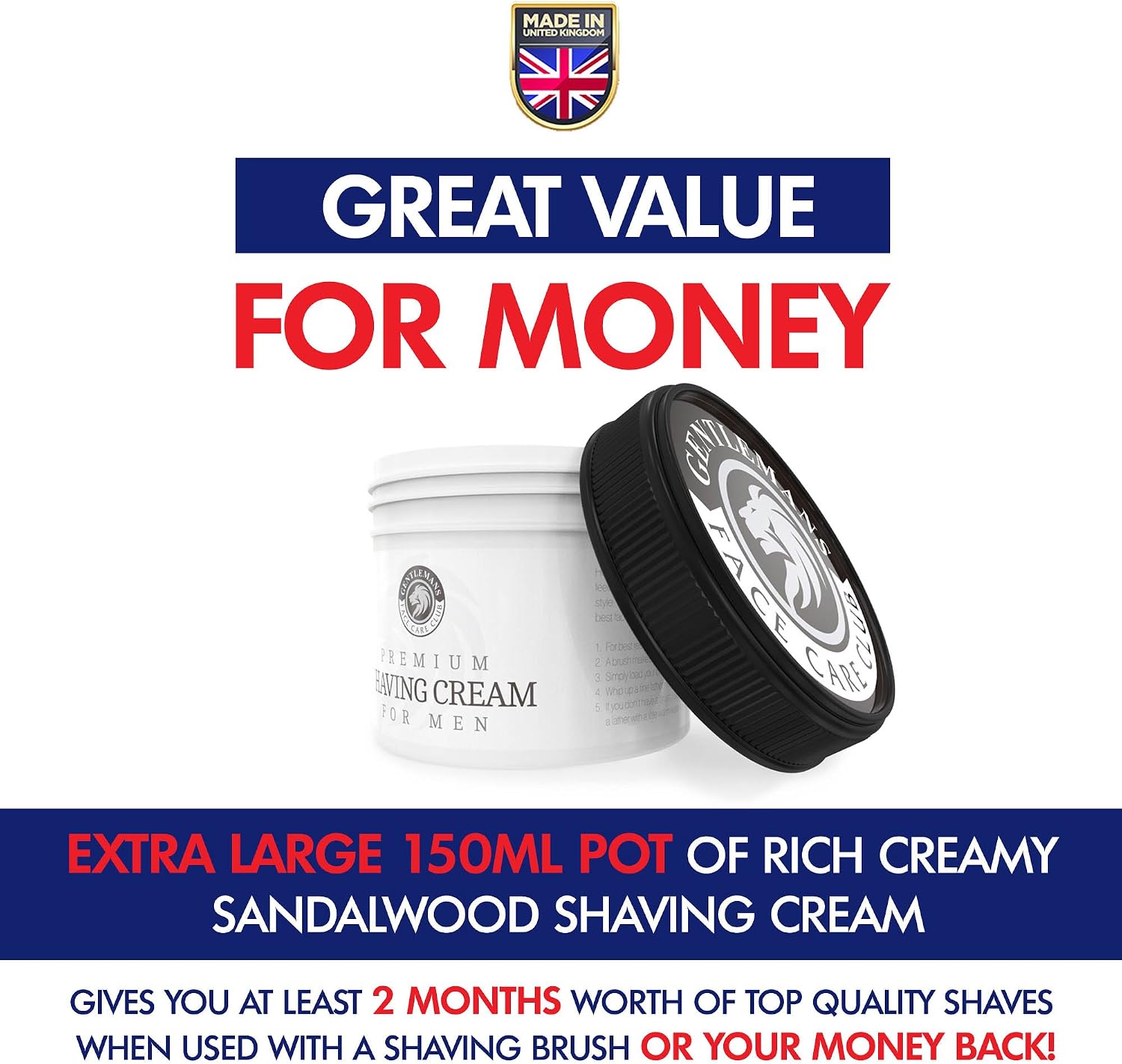 Shaving Cream - Luxury Sandalwood Shave Cream From Gentlemans Face Care Club - Large 90 Day Supply 150ml Pot - Image 4