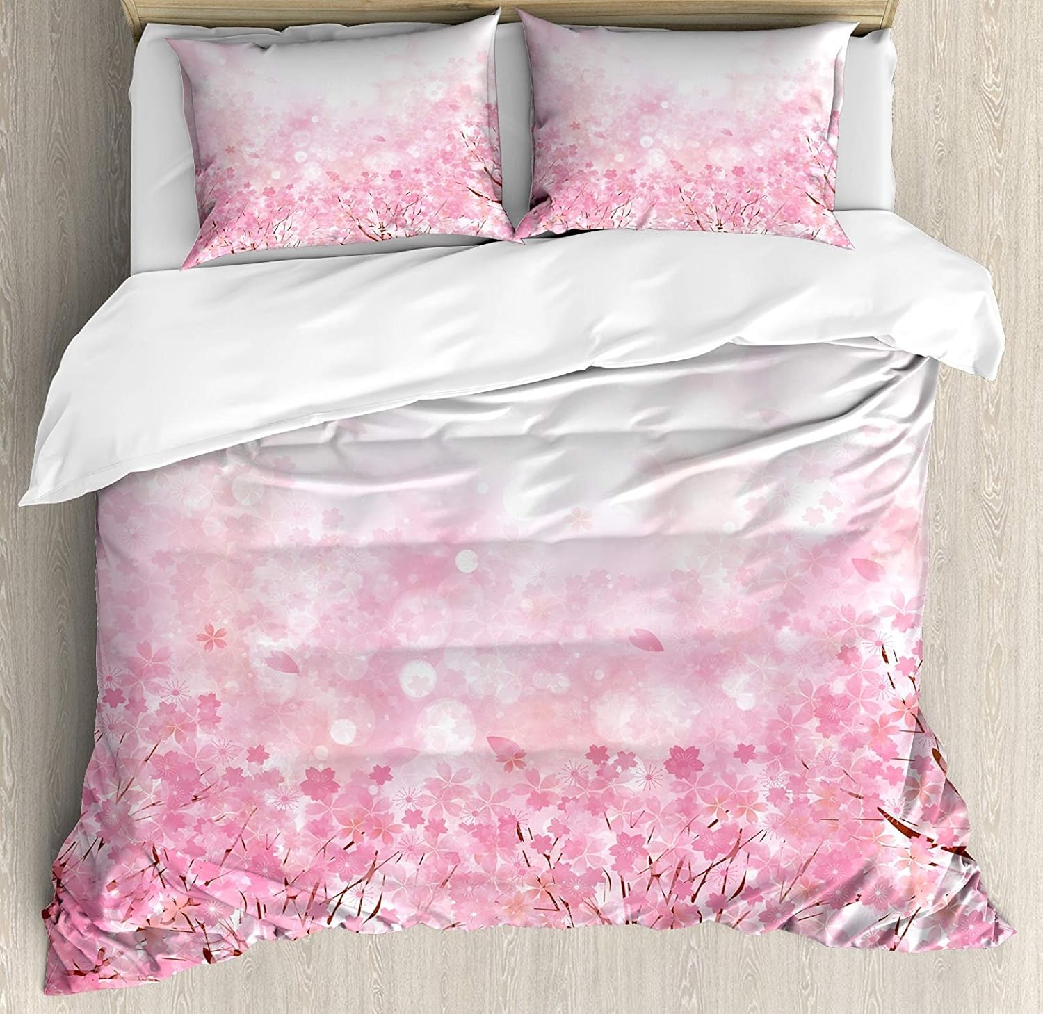 Pale Pink Duvet Cover Set Japanese Cherry Blossom Sakura Tree With