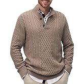 Suvifuly Mens Stand Collar Pullover Sweater Slim Fit Button Casual Knitted Sweaters Twisted Thermal Fashion Henley Sweater