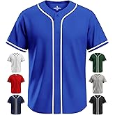 Exxact Sports Blank Baseball Jersey, Unisex Classic Button Down Softball Jersey for Men & Women, Comfortable for All-Day Wear