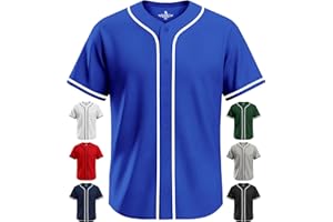 Exxact Sports Blank Baseball Jersey, Unisex Classic Button Down Softball Jersey for Men & Women, Comfortable for All-Day Wear