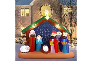 Alupssuc 8ft Christmas Inflatable Nativity Scene Decoration with Built-in LED Lights, Large Weatherproof Christmas Decoration, Perfect for Xmas Holiday Party Outdoor/Indoor Yard Garden Lawn Decor