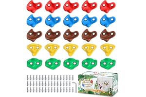 TOPNEW 25PCS Rock Climbing Holds for Kids, Large Climbing Holds for Play Set, Swingset - Adult Rock Wall Holds with Mounting Hardware for Indoor Outdoor Rock Climbing Wall