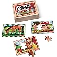 Melissa & Doug Farm 4-in-1 Wooden Jigsaw Puzzles in a Storage Box (48 pcs total), 12
