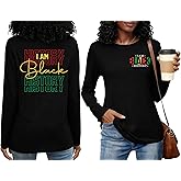 Ithalt Black History Month Shirt for Women Black History Long Sleeve Shirts Juneteenth Graphic T Shirt Funny Quote Tops