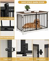 Hzuaneri Dog Crate Furniture 100 cm Double Door Barn Door White Brown DFC02314B view 5