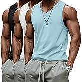 Ficerd 3 Pack Men's Big and Tall Workout Tank Tops, V Neck Sleeveless Gym Muscle T-Shirts Athletic Tee Summer Vest Top