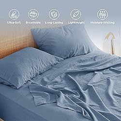 Bedsure Linen Sheets - King Size Sheets, Blend from