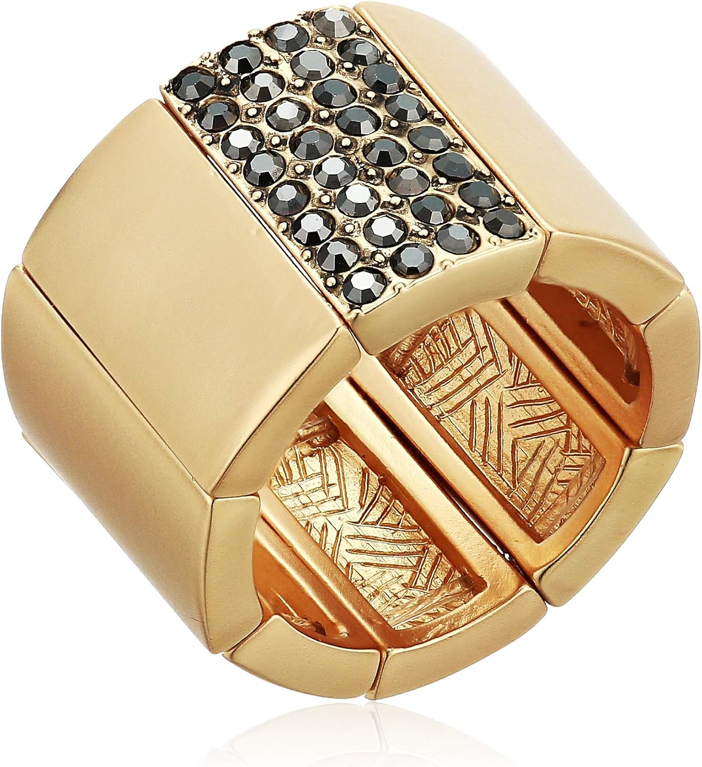T Tahari Women's Stretch Cigar Band Ring, Gold, Expandable